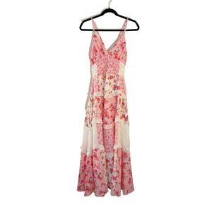 Womans Floral Patchwork Babydoll Maxi Dress Size XXS Cottagecore Coquette Garden
